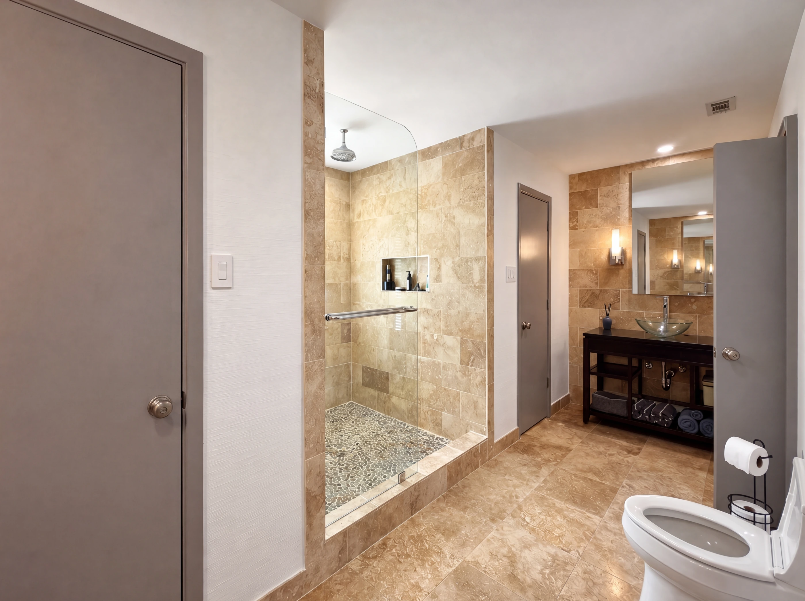 Travertine primary bath